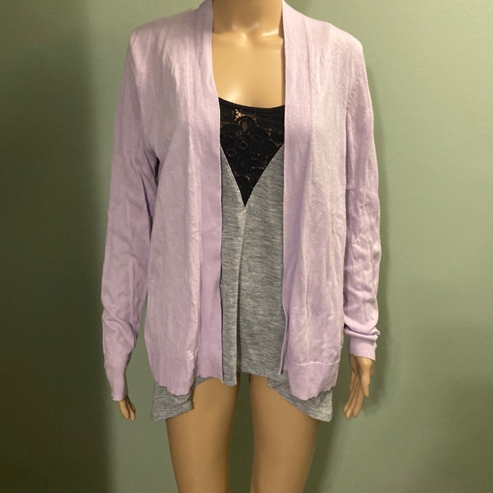 Old navy purple cardigan with black lace spaghetti strap tank size medium!